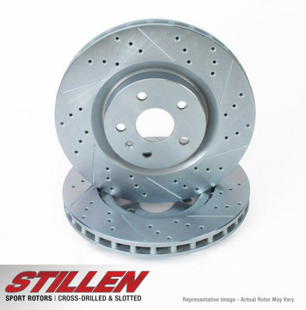 STILLEN Front Cross Drilled & Slotted 1-Piece Sport Rotors - w/Standard Calipers