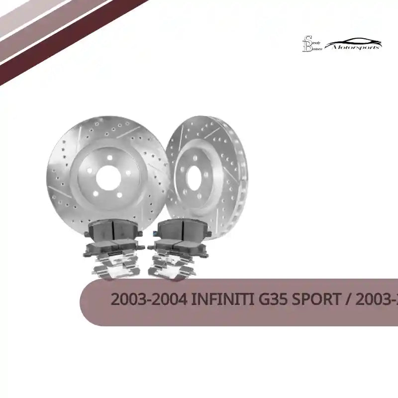 2003-2004 Infiniti G35 Sport / 2003-2008 Nissan 350Z [Z33] BREMBO Cross Drilled &amp; Slotted 1-Pc Sport Rotors [Rear](Set of 2) - NIS71003 by@Outfy