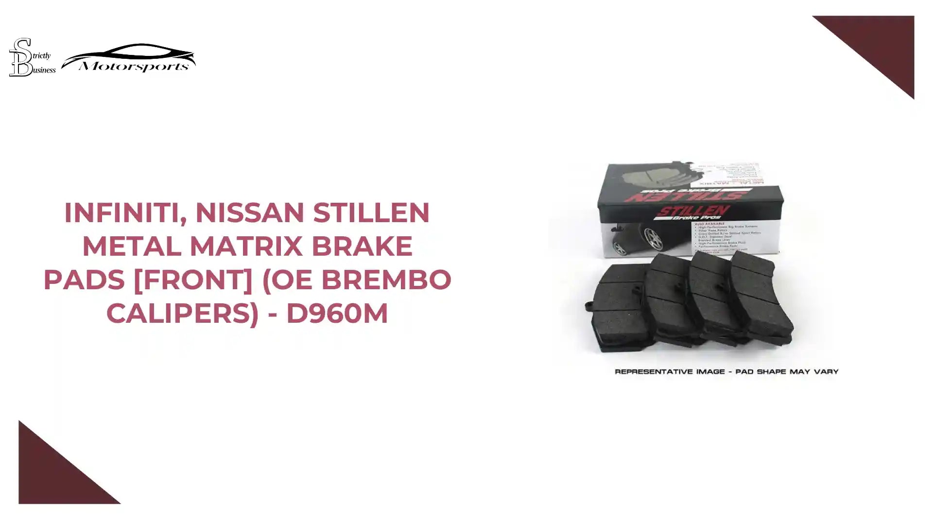 Infiniti, Nissan STILLEN Metal Matrix Brake Pads [Front] (OE Brembo Calipers) - D960M by@Outfy