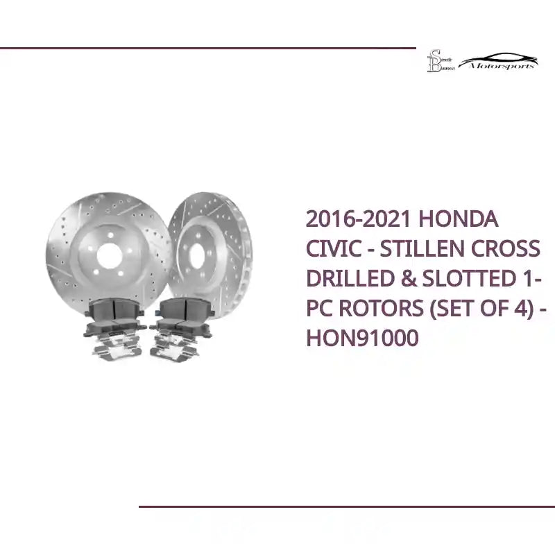 2016-2021 Honda Civic - STILLEN Cross Drilled &amp; Slotted 1-Pc Rotors (Set of 4) - HON91000 by@Outfy