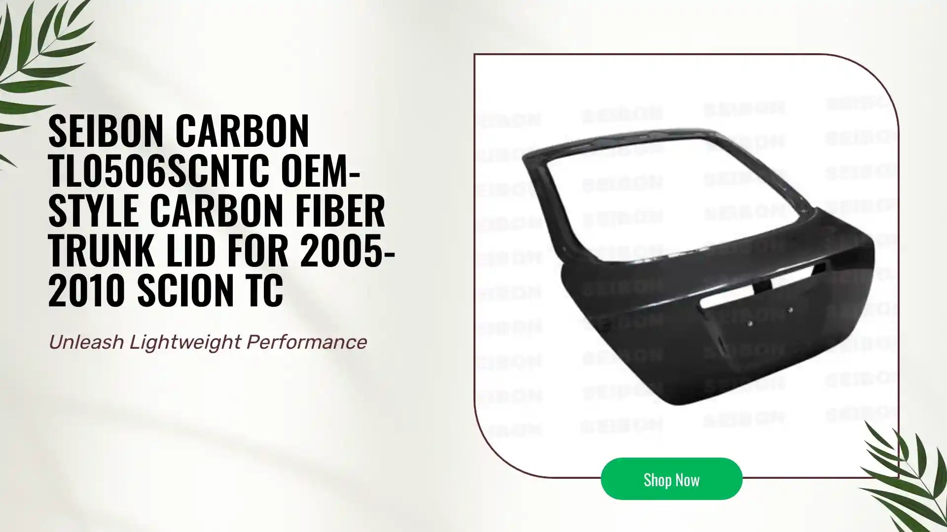Seibon Carbon TL0506SCNTC OEM-style Carbon Fiber Trunk Lid For 2005-2010 Scion TC by@Outfy