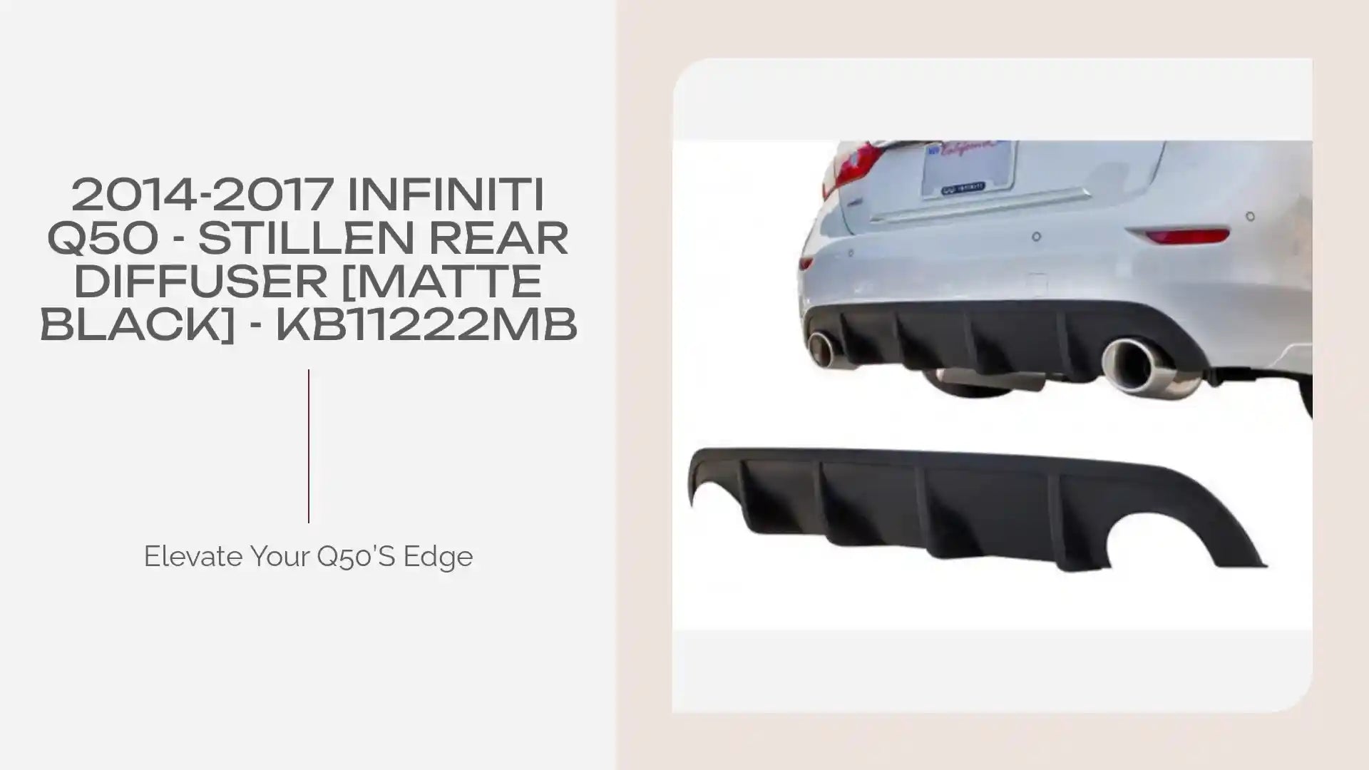 2014-2017 Infiniti Q50 - STILLEN Rear Diffuser [Matte Black] - KB11222MB by@Outfy