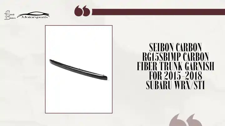 Seibon Carbon RG15SBIMP Carbon Fiber Trunk Garnish For 2015-2018 Subaru WRX/STi by@Outfy