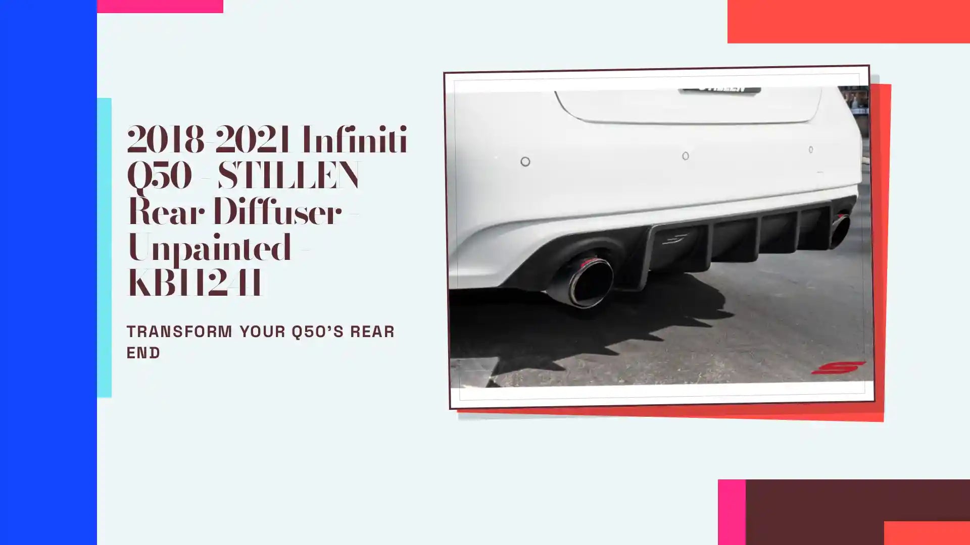 2018-2021 Infiniti Q50 - STILLEN Rear Diffuser - Unpainted - KB11241 by@Outfy