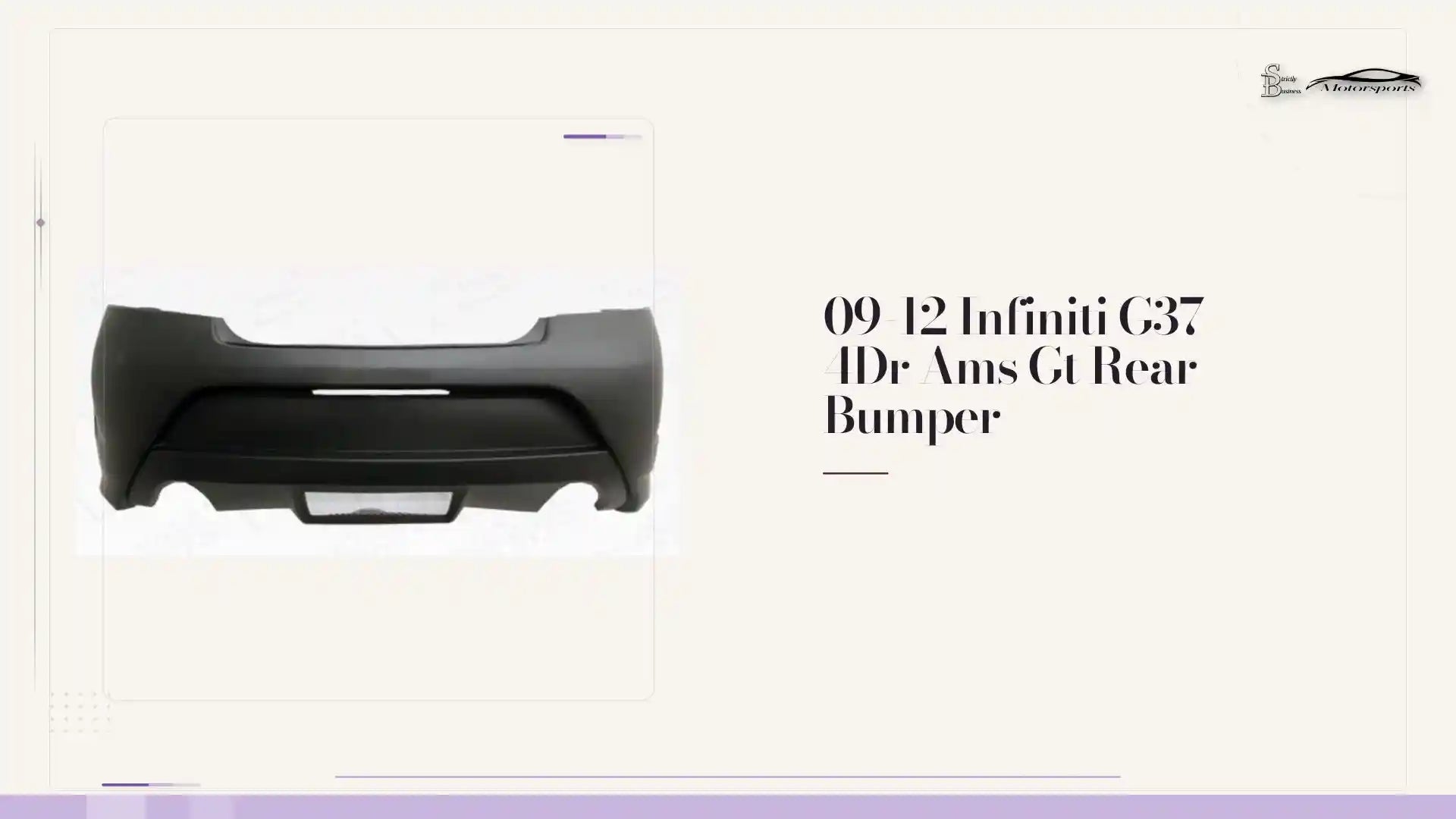 09-12 Infiniti G37 4Dr Ams Gt Rear Bumper by@Outfy