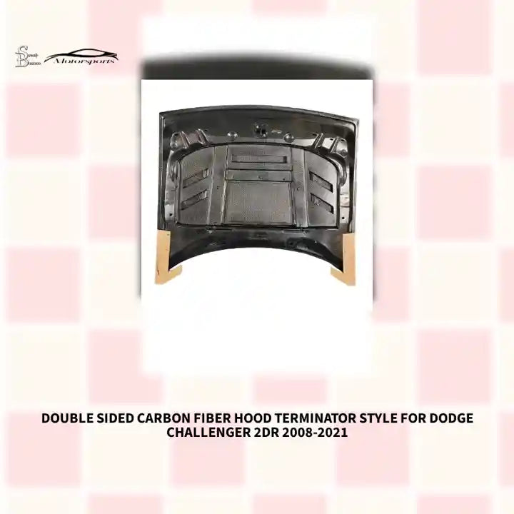 Double Sided Carbon Fiber Hood Terminator Style for Dodge Challenger 2DR 2008-2021 by@Outfy