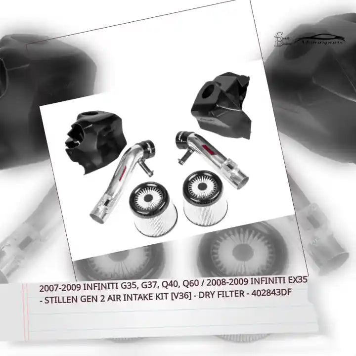 2007-2009 Infiniti G35, G37, Q40, Q60 / 2008-2009 Infiniti EX35 - STILLEN Gen 2 Air Intake Kit [V36] - Dry Filter - 402843DF by@Outfy