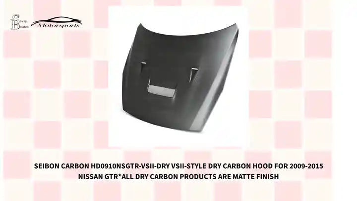 Seibon Carbon HD0910NSGTR-VSII-DRY VSII-style DRY CARBON Hood For 2009-2015 Nissan GTR*ALL DRY CARBON PRODUCTS ARE MATTE FINISH by@Outfy