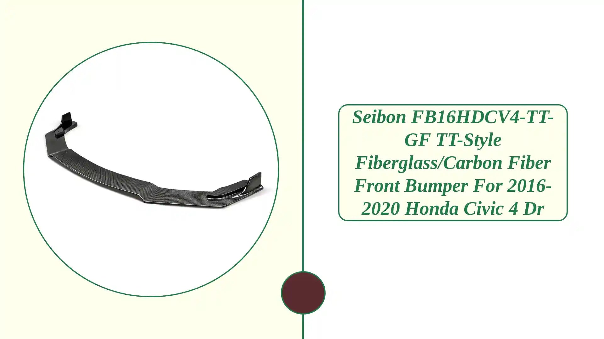 Seibon FB16HDCV4-TT-GF TT-style fiberglass/carbon fiber front bumper for 2016-2020 Honda Civic 4 Dr by@Outfy