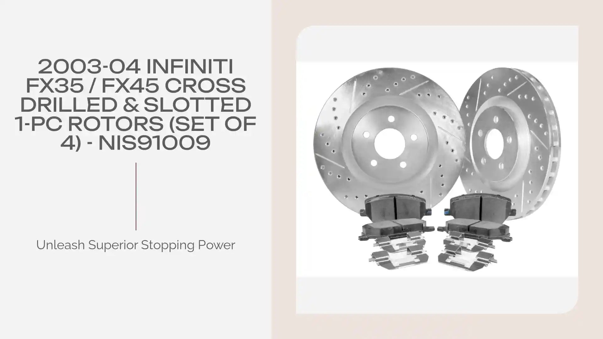 2003-04 Infiniti FX35 / FX45 Cross Drilled &amp; Slotted 1-Pc Rotors (Set of 4) - NIS91009 by@Outfy