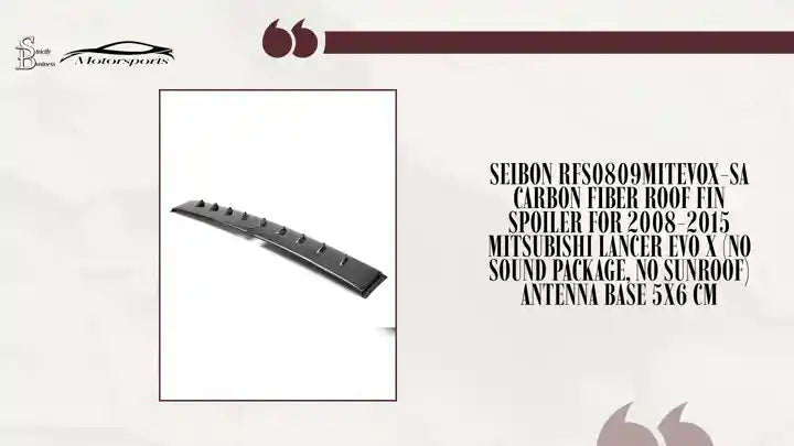 Seibon RFS0809MITEVOX-SA Carbon fiber roof fin spoiler for 2008-2015 Mitsubishi Lancer EVO X (No sound package, No sunroof) Antenna base 5x6 cm by@Outfy