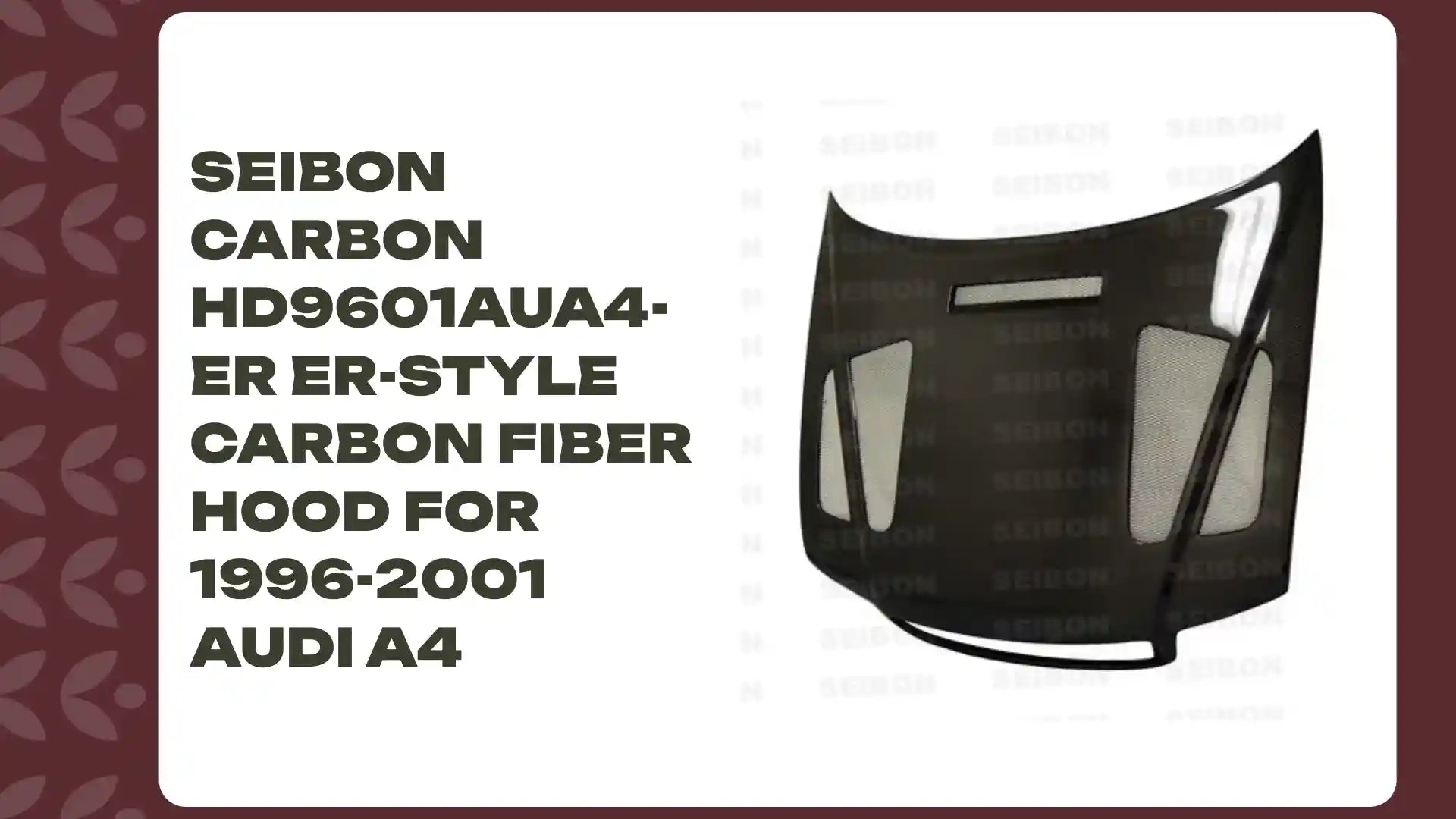 Seibon Carbon HD9601AUA4-ER ER-style Carbon Fiber Hood For 1996-2001 Audi A4 by@Outfy