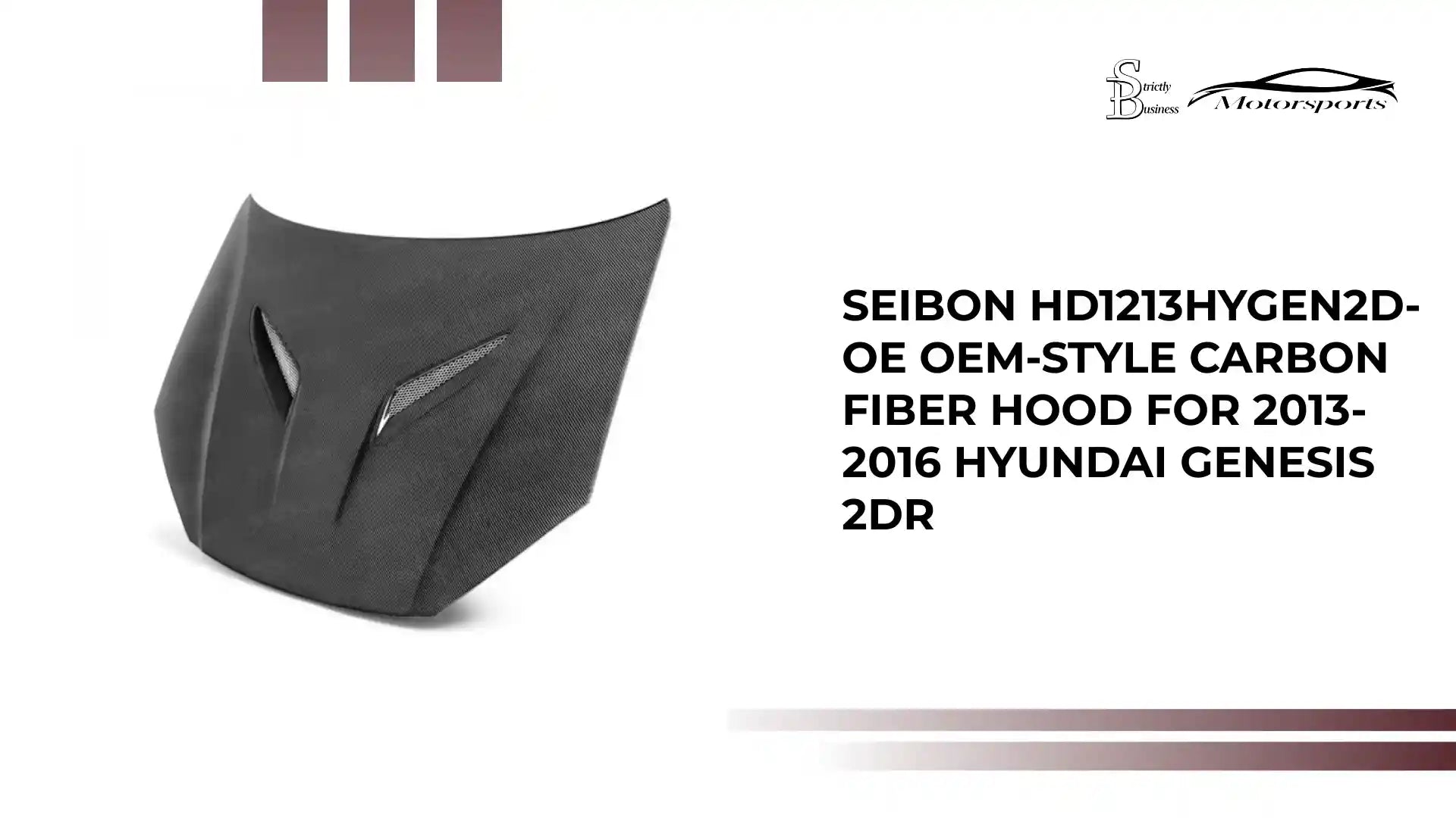 Seibon HD1213HYGEN2D-OE OEM-style carbon fiber hood for 2013-2016 Hyundai Genesis 2dr by@Outfy