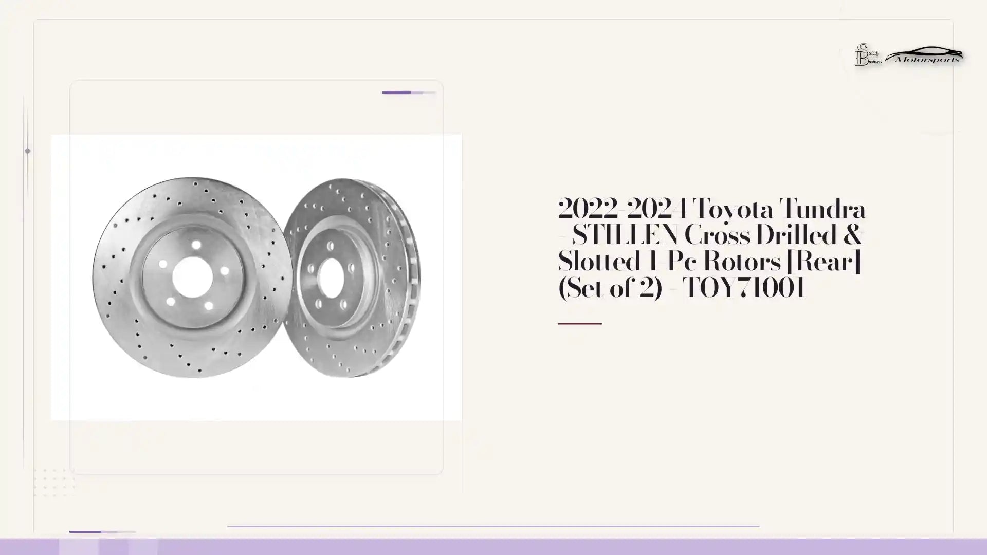 2022-2024 Toyota Tundra - STILLEN Cross Drilled & Slotted 1-Pc Rotors [Rear] (Set of 2) - TOY71001 by@Outfy
