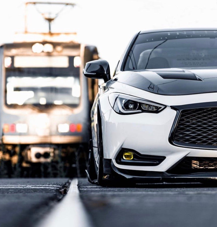 2017+ Q60 Coupe AMS CF Hood/ with low pressure struts